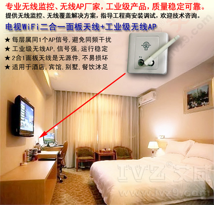 WOC无线覆盖 电视WiFi二合一面板天线